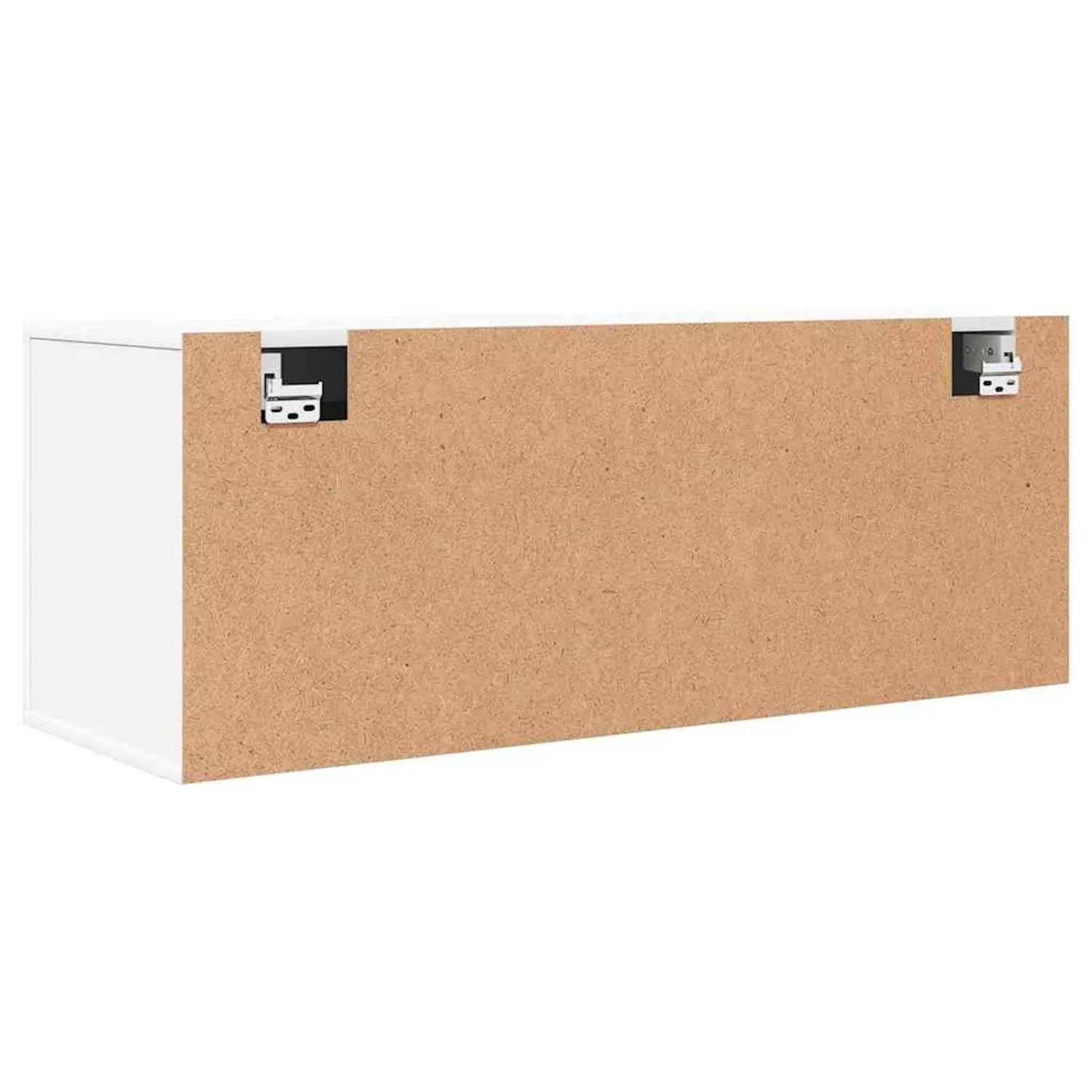 Rückansicht des weißen vidaXL Wand-Schuhschranks (100x35x38 cm) aus Holzwerkstoff.