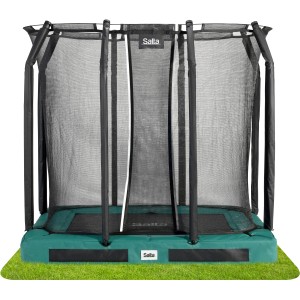 Salta Premium Ground Trampolin, 214x153 cm, Grün. Bodentrampolin mit Sicherheitsnetz für den Garten.