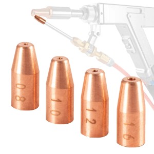 STAHLWERK Drahtführungsdüsen Set, 4 Kupferdüsen für Laser Schweißgeräte mit 0.8, 1.0, 1.2 und 1.6 mm.