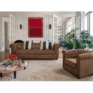 Vente-unique Sessel Mit Gerader Rückenlehne Chesterfield Braun 82 cm