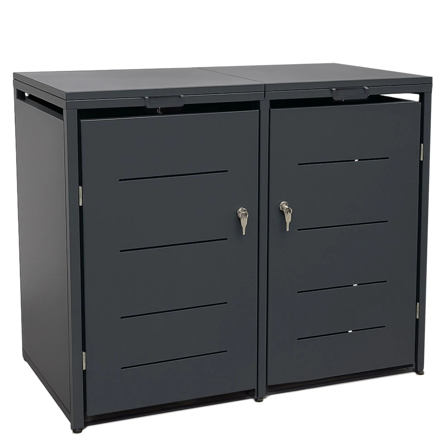 osoltus Metall Mülltonnenbox 2er Mülltonnenverkleidung B132cm H118cm Conta 2Tonnen Grau