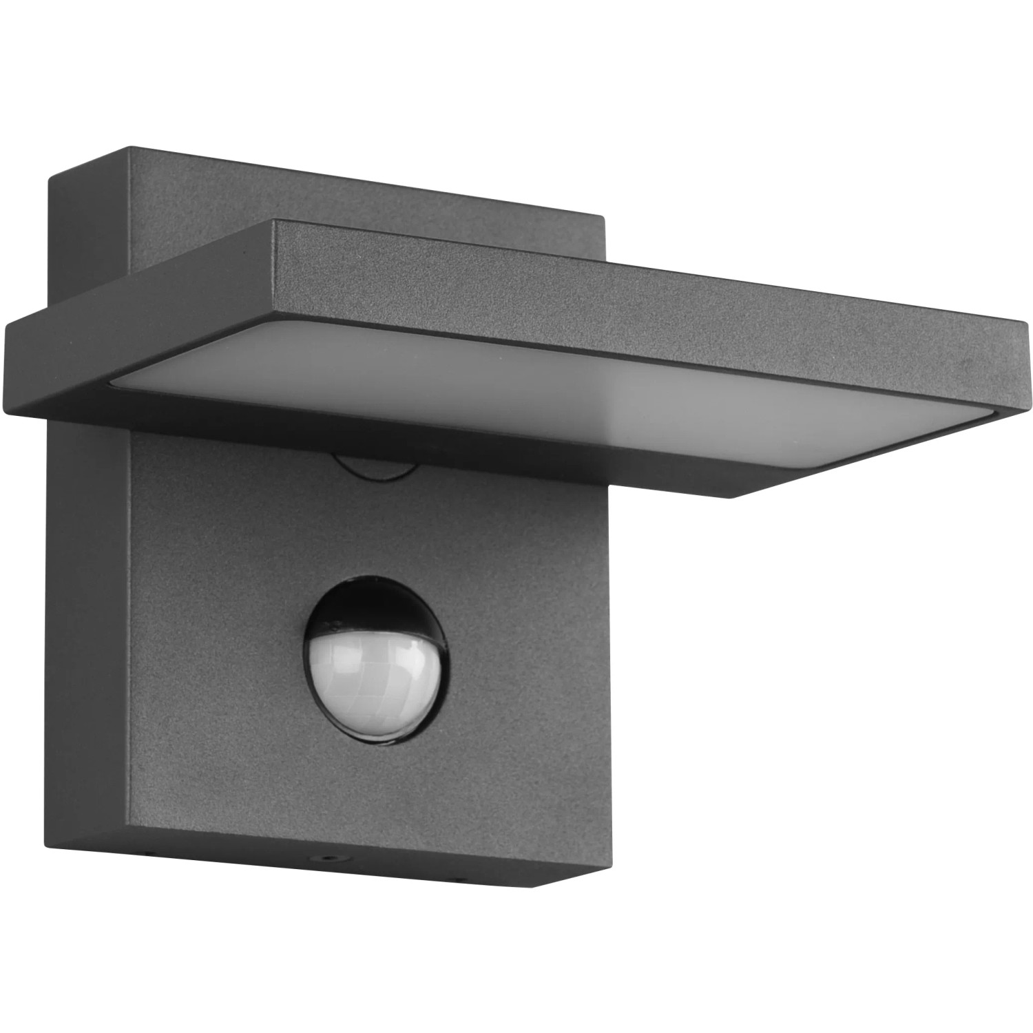 Moderne Trio LED-Außenwandleuchte Horton in Anthrazit mit Bewegungssensor.