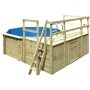 Karibu Holzpool Set mit drei Sonnenterrassen und Leiter. Kesseldruckimprägniertes Holz.