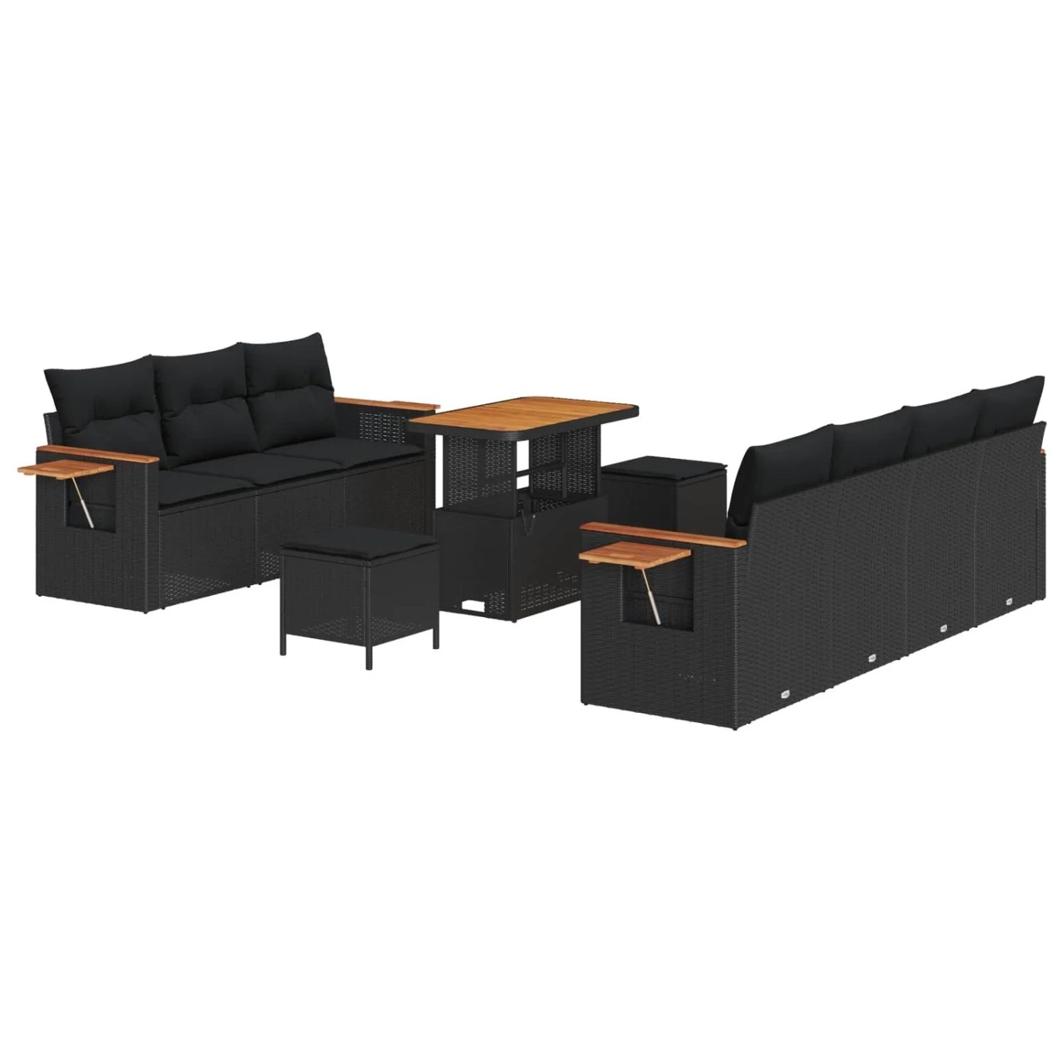 vidaXL Gartensofa-set mit Kissen 10-Tlg Schwarz 3363139