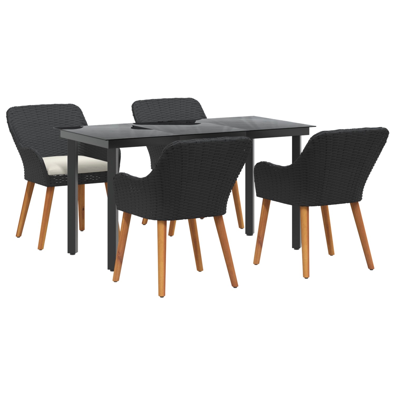 vidaXL 5-Teiliges Garten Essgruppe Schwarzer Poly-Rattan 3261672