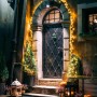 Festliche Haustür mit ECD Germany LED Lichterkette (warmweiß) und Weihnachtsdeko.