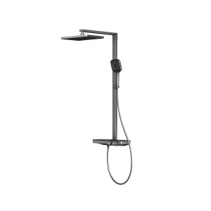 Emke Duschsystem mit Thermostat, Regendusche und Handbrause, anthrazit matt.