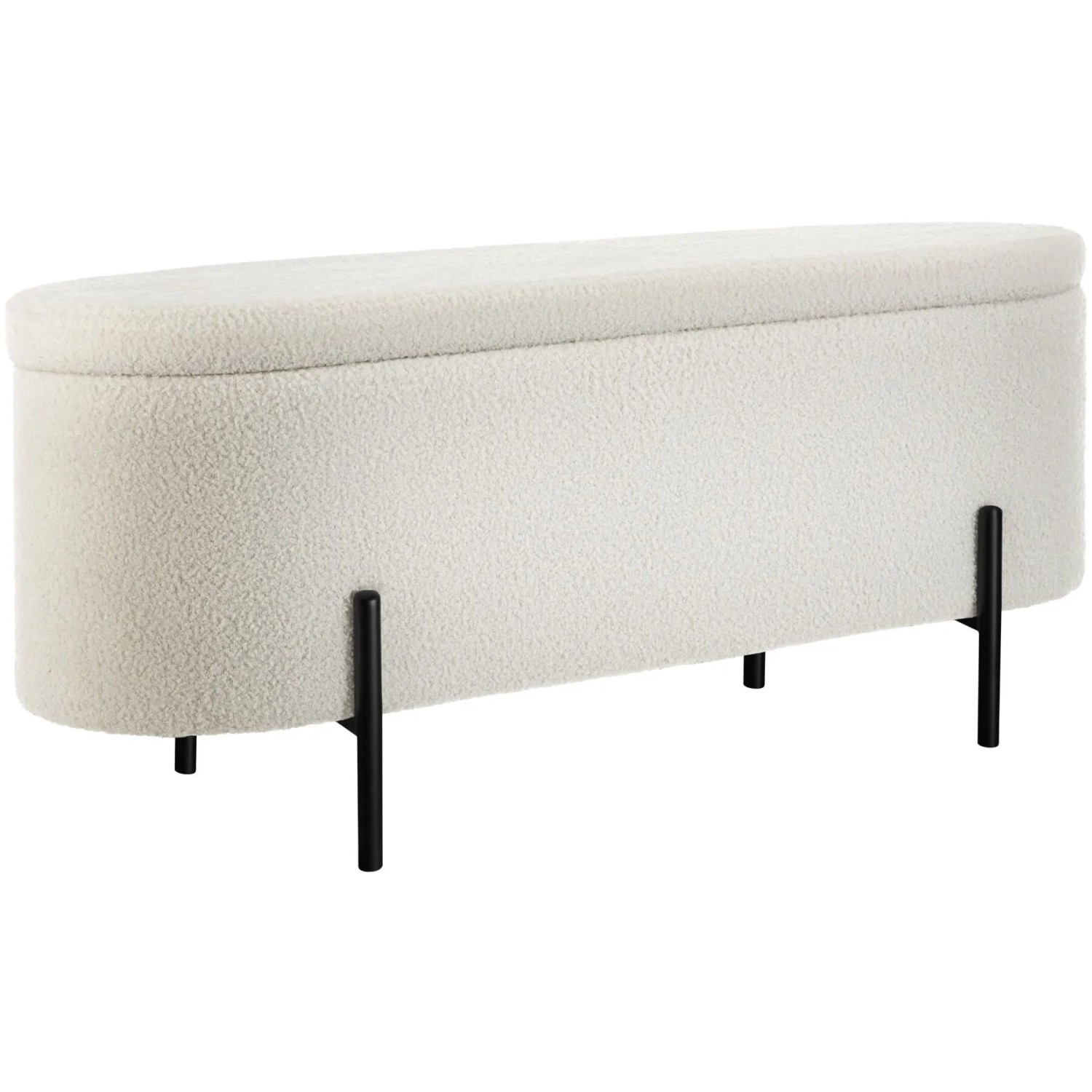 Tectake Sitzbank Lanja Mit Bouclé Stoff Gepolstert  96 x 36 x 43 cm Bouclé Creme Weiß