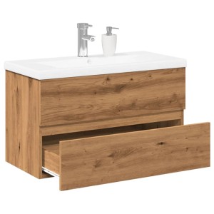 vidaXL Waschbeckenunterschrank mit Einbaubecken Artisan-Eiche 3328924