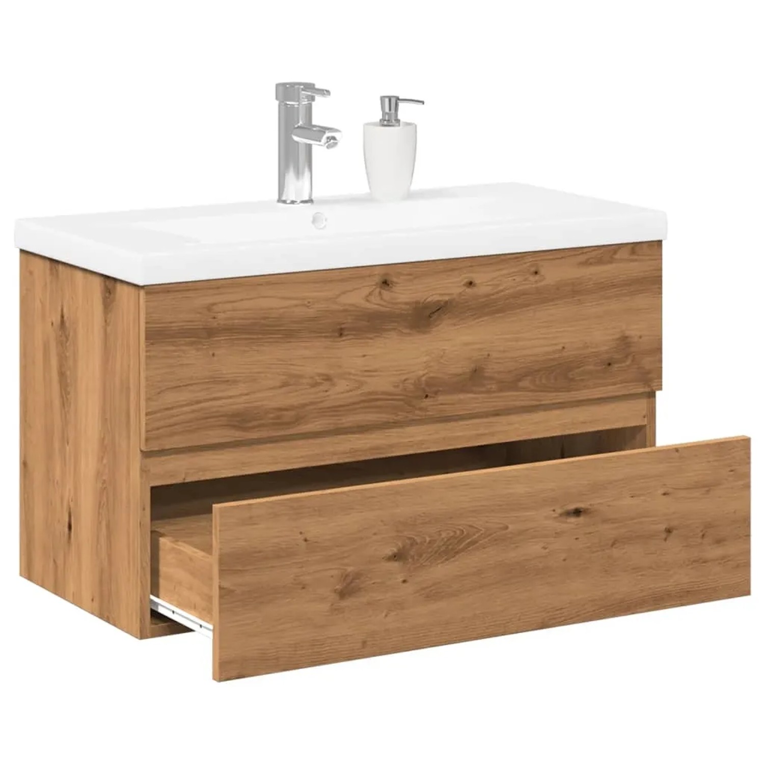 vidaXL Waschbeckenunterschrank mit Einbaubecken Artisan-Eiche 3328924_2