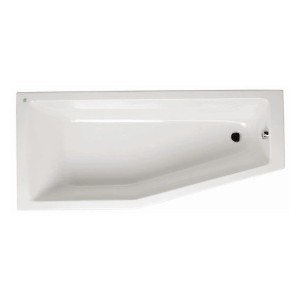 Pianura Raumsparwanne, 170x75 cm, Ecke links, weiß. Rechteckige Acryl-Badewanne für kleine Bäder.