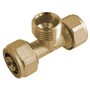 Kirchhoff T-Stück 26 mm Klemmfitting mit 3/4 Zoll Außengewinde, Messing blank.