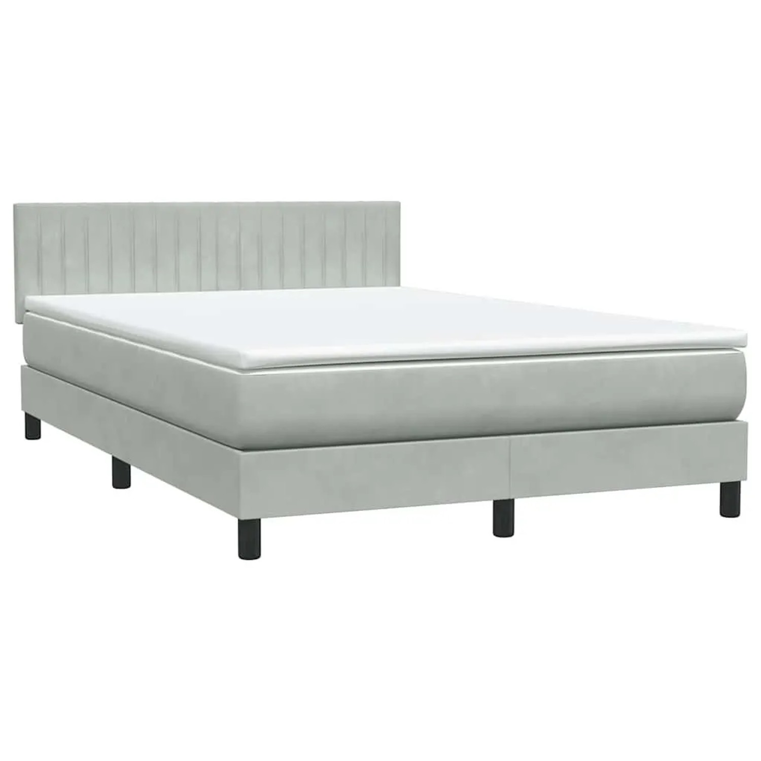 vidaXL Boxspringbett mit Matratze Hellgrau 140x210 cm Samt 3316401 günstig online kaufen