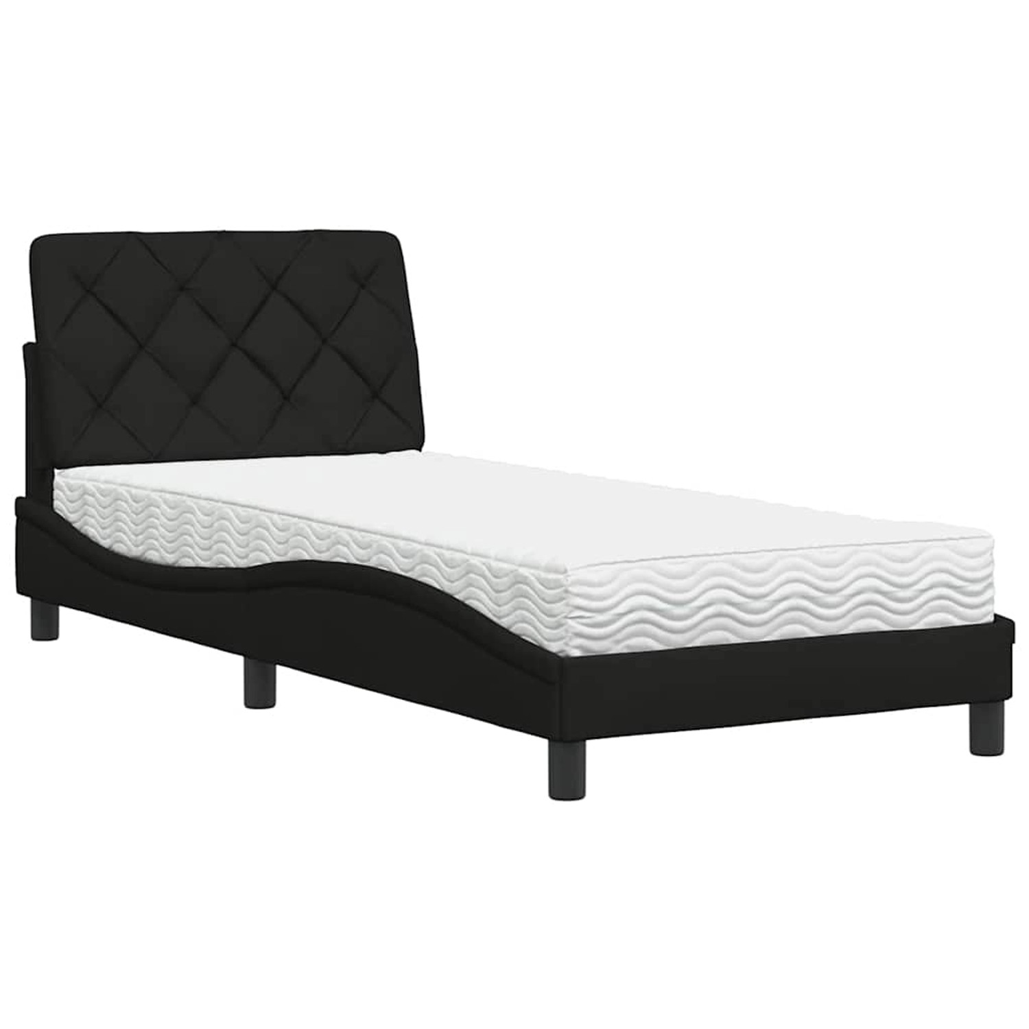 vidaXL Bett mit Matratze Schwarz 90x200 cm Stoff 3310715
