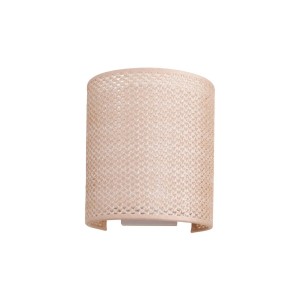 Cremefarbene Textil Wandleuchte Soula, halbrund, im Landhausstil. Ideal für Wohn- & Esszimmer.