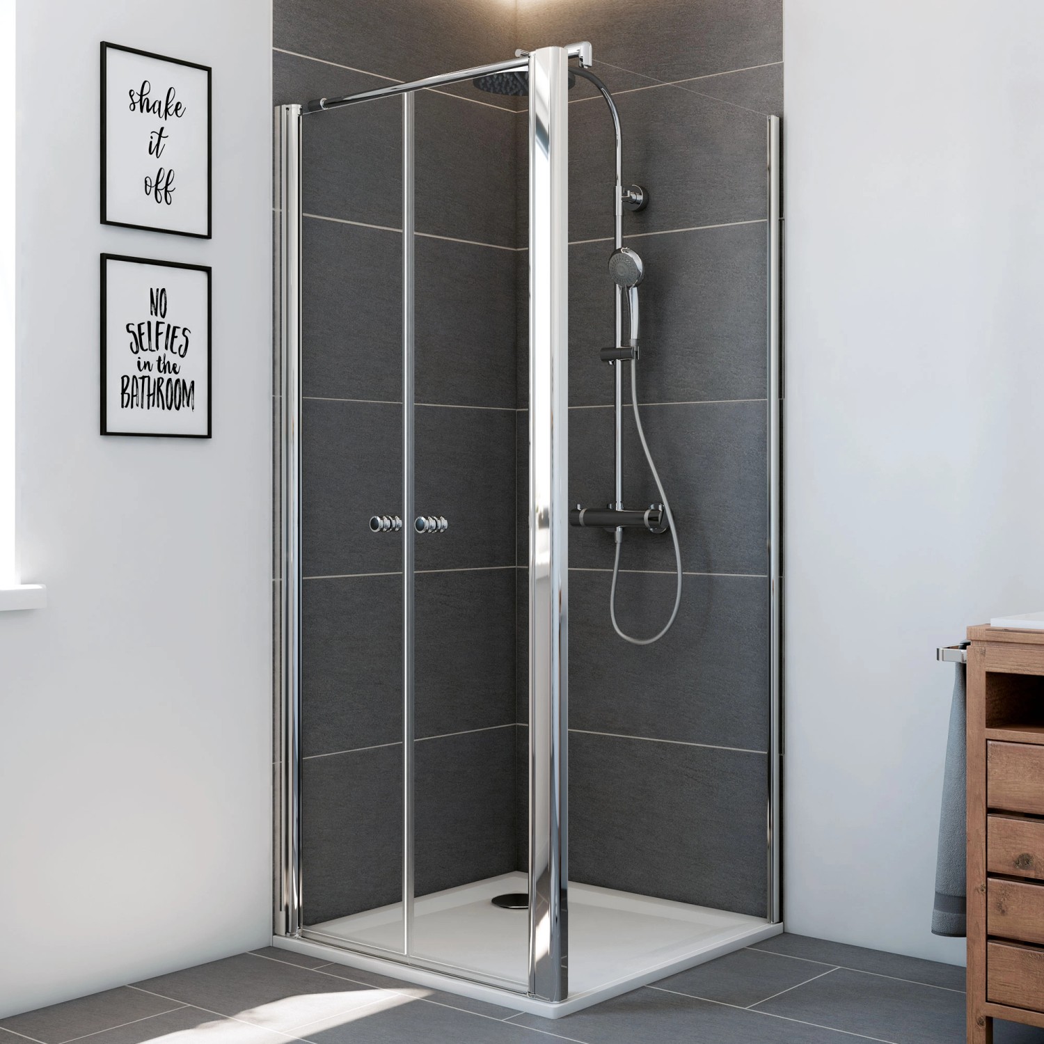 Breuer Pendeltür für Seitenwand Elana 6 Silber Matt Klarglas inkl. CER+ 90 cm