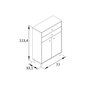 Schildmeyer Highboard Bjarne in Pistazie, 113,4 cm hoch, mit 2 Türen und 2 Schubladen. Ideal für Bad und Wohnraum.