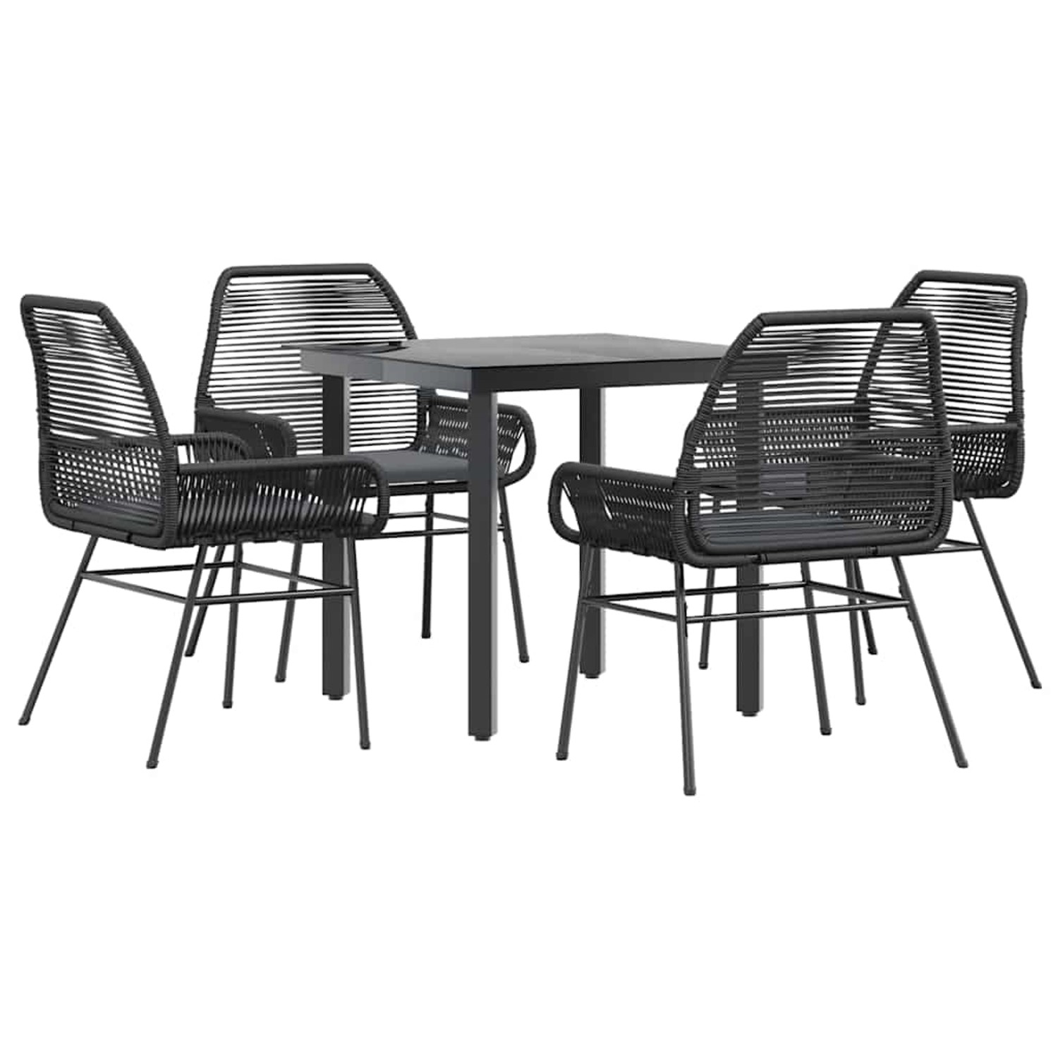 vidaXL 5-Tlg Garten-Essgruppe mit Kissen Schwarz Poly Rattan Glas 3334563 günstig online kaufen