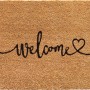 Fußmatte Kokos Welcome, naturfarben, 40x60 cm, mit "Welcome" Schriftzug und Herz, für den Innenbereich.