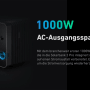Anker SOLIX 2 E1600 Pro Energiespeicher mit 1000W AC-Ausgang, blau beleuchtetem Anschluss und Kabel.