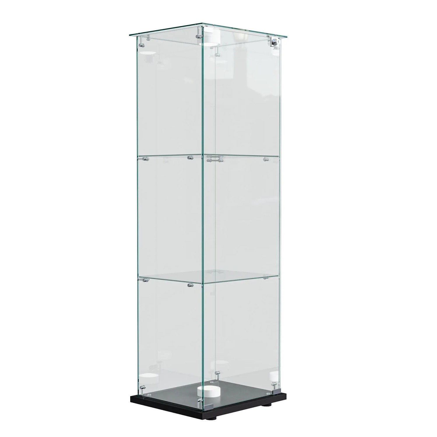 PXloue VITRINE  3-Stöckig mit LED Staubdicht Schwarz