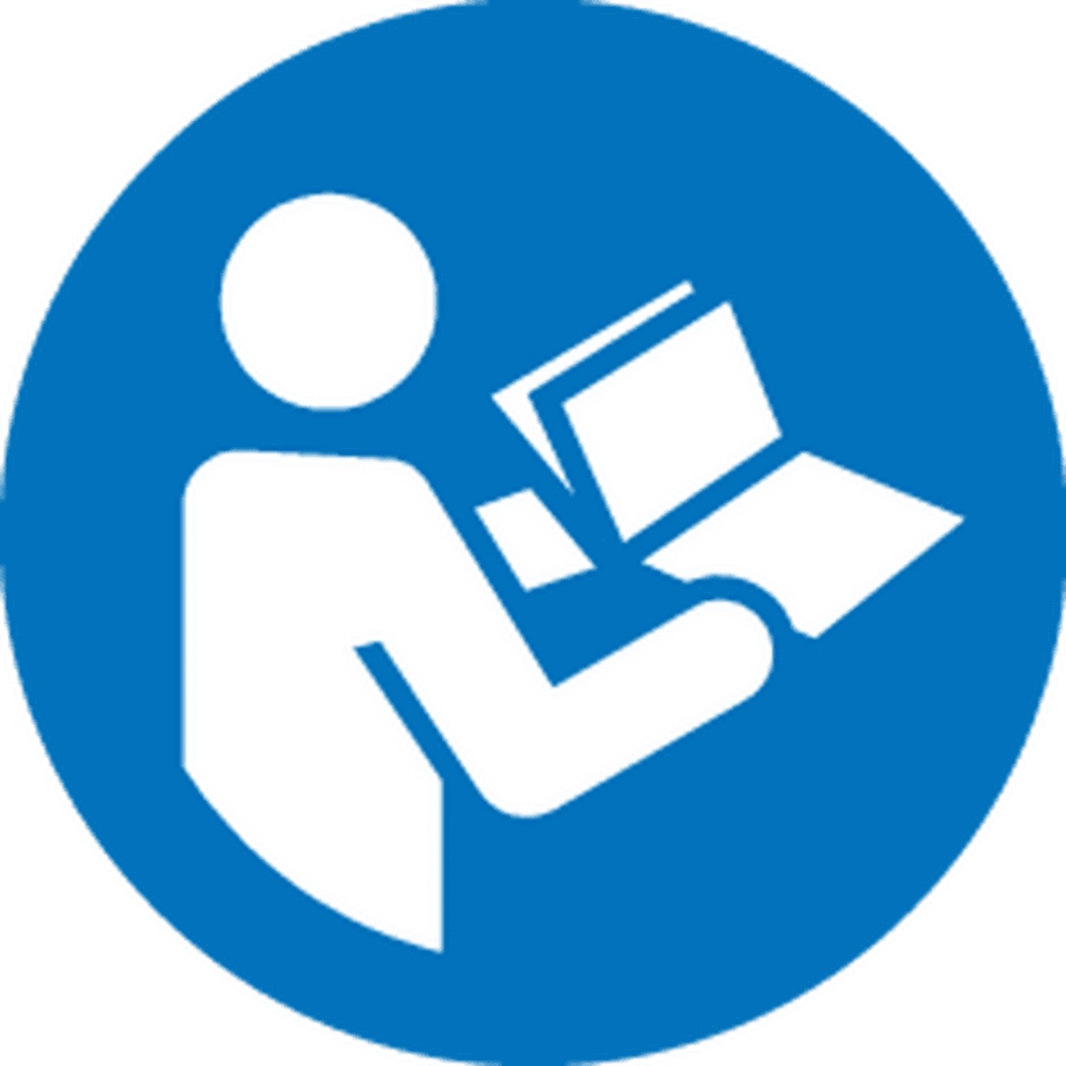 Symbol: Person liest Bedienungsanleitung für Pferd Trennscheibe.