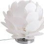 Weiße Näve Tischleuchte Fora (41 cm) im Design einer Seerose auf Chromfuß.