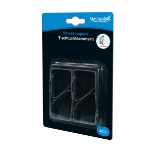 Venilia Tischtuchklammern Inox, 4er-Set, zur Fixierung von Tischdecken.