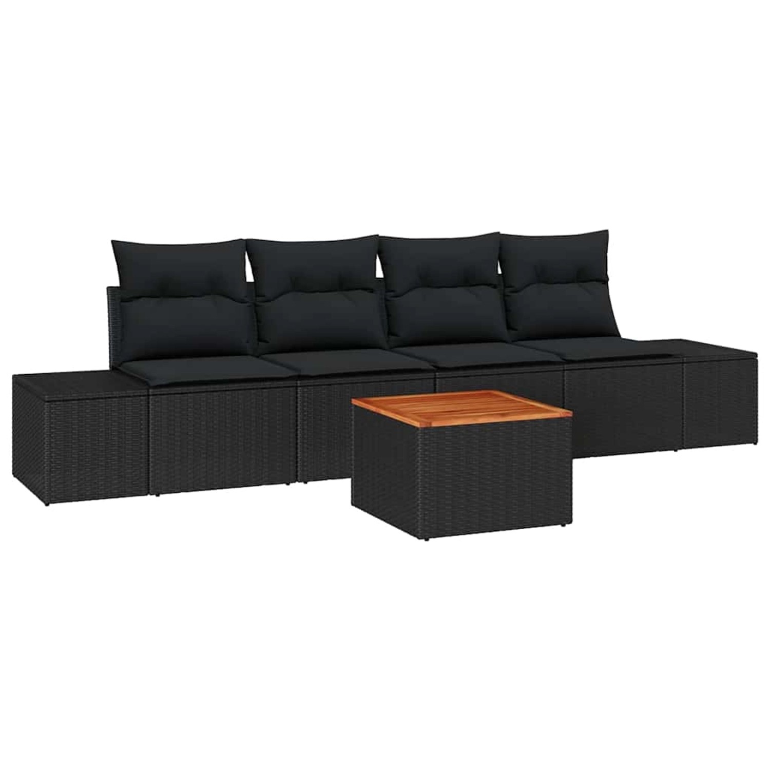 vidaXL Garten-Sofa-Set 5-Tlg Schwarz 3356560 günstig online kaufen