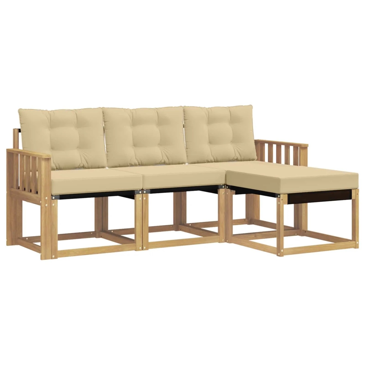 vidaXL Outdoor-Sofagarnitur mit Kissen 4-Tlg Weiß und Beige 3389355