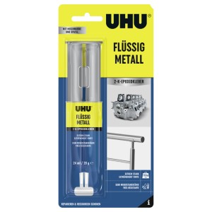 UHU FLÜSSIG METALL 2-Komponenten-Kleber in Doppelkammerspritze, 28g.