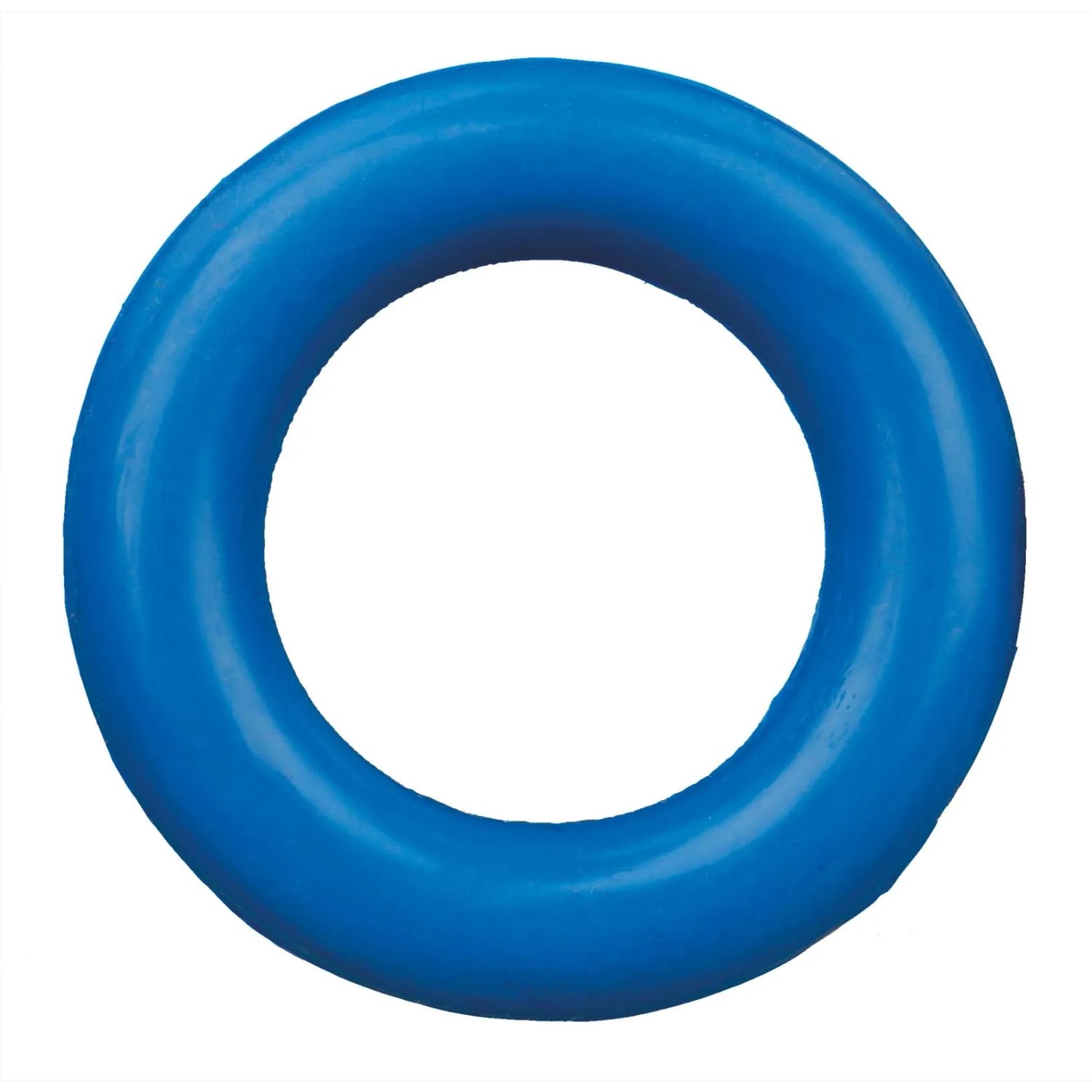 Blauer Jollypaw Ring aus Naturgummi, ein robustes Apportierspielzeug für Hunde.