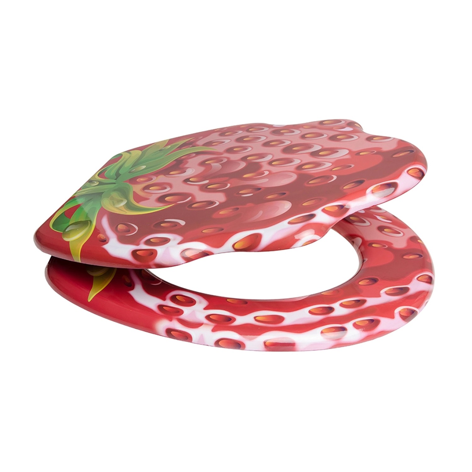 Sanilo WC-Sitz mit Erdbeer-Design, Toilettendeckel aus Holz.