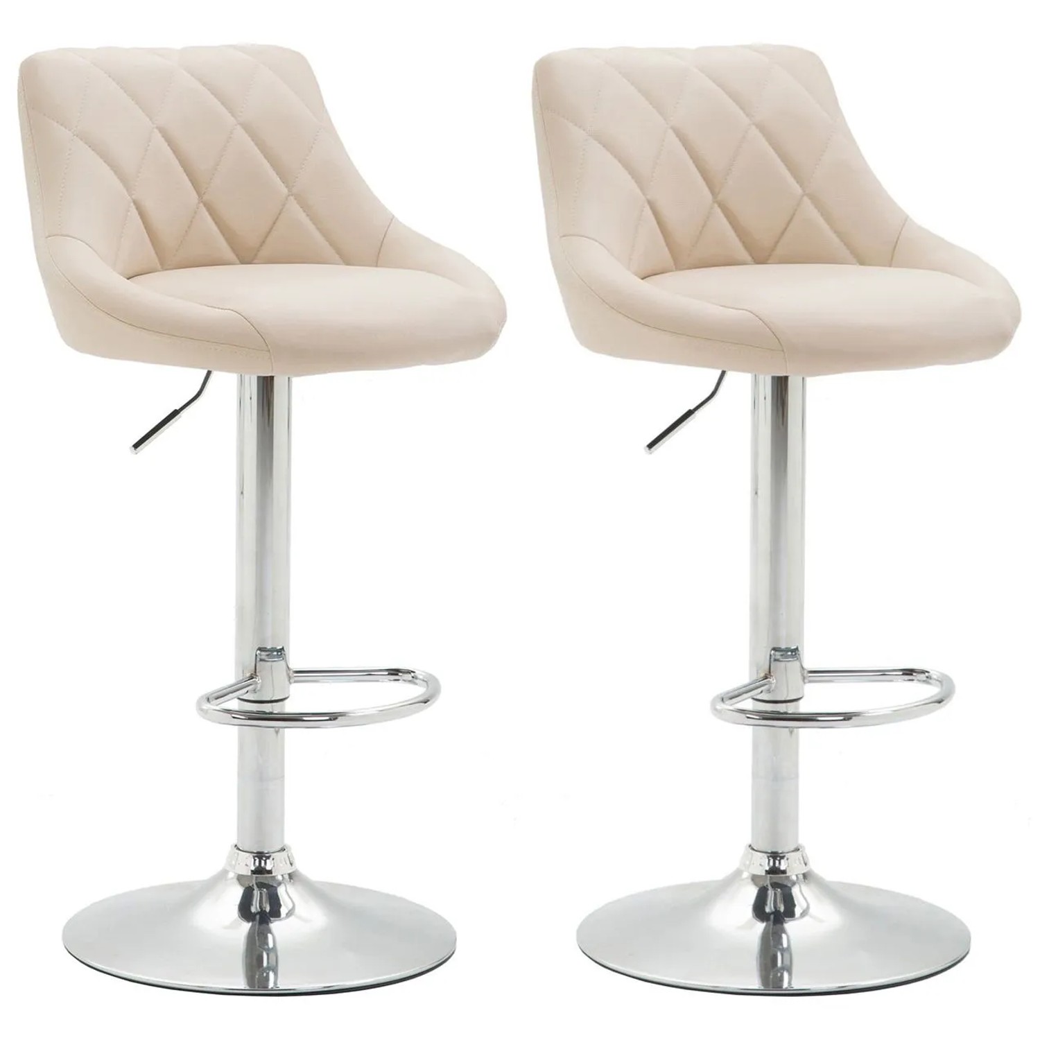 DELUKE 2er Set Barhocker FALON Kunstleder Creme 46x49x83cm Silber Barstuhl Mit Lehne Drehbar Tresenhocker Tresenstuhl