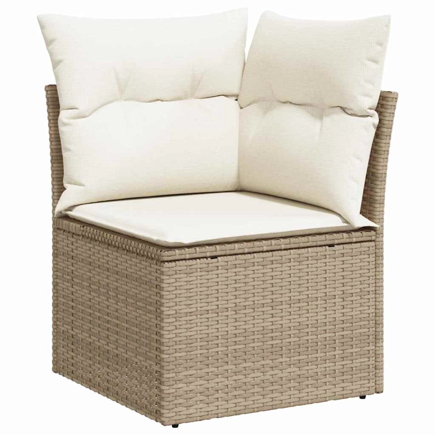 Beiges vidaXL Garten-Sofa-Set, 10-teilig, aus Poly Rattan mit Kissen. Gartenmöbel für Terrasse und Balkon.