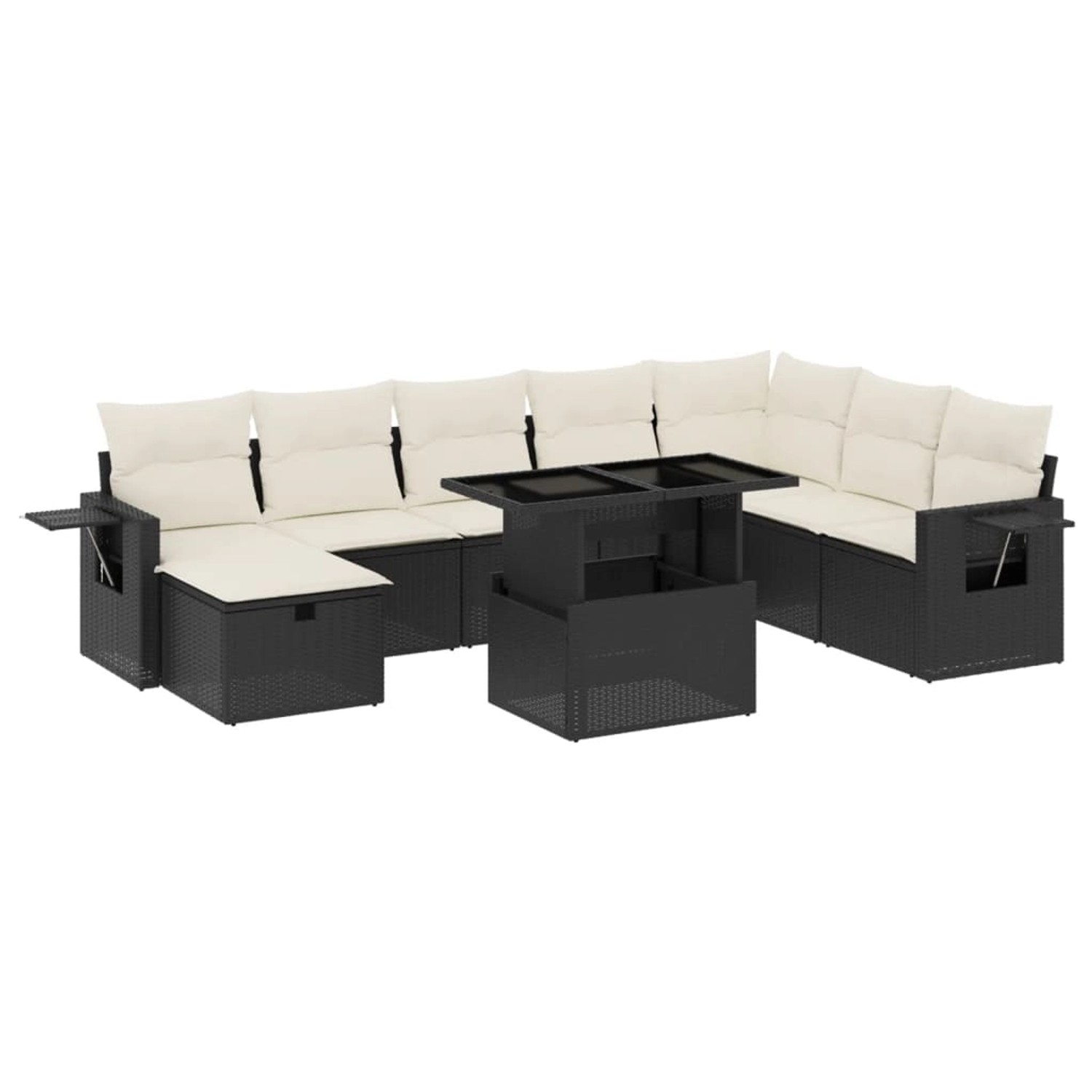 vidaXL 9-Tlg Garten-Sofagarnitur mit Kissen Schwarz Poly Rattan 3275026 günstig online kaufen