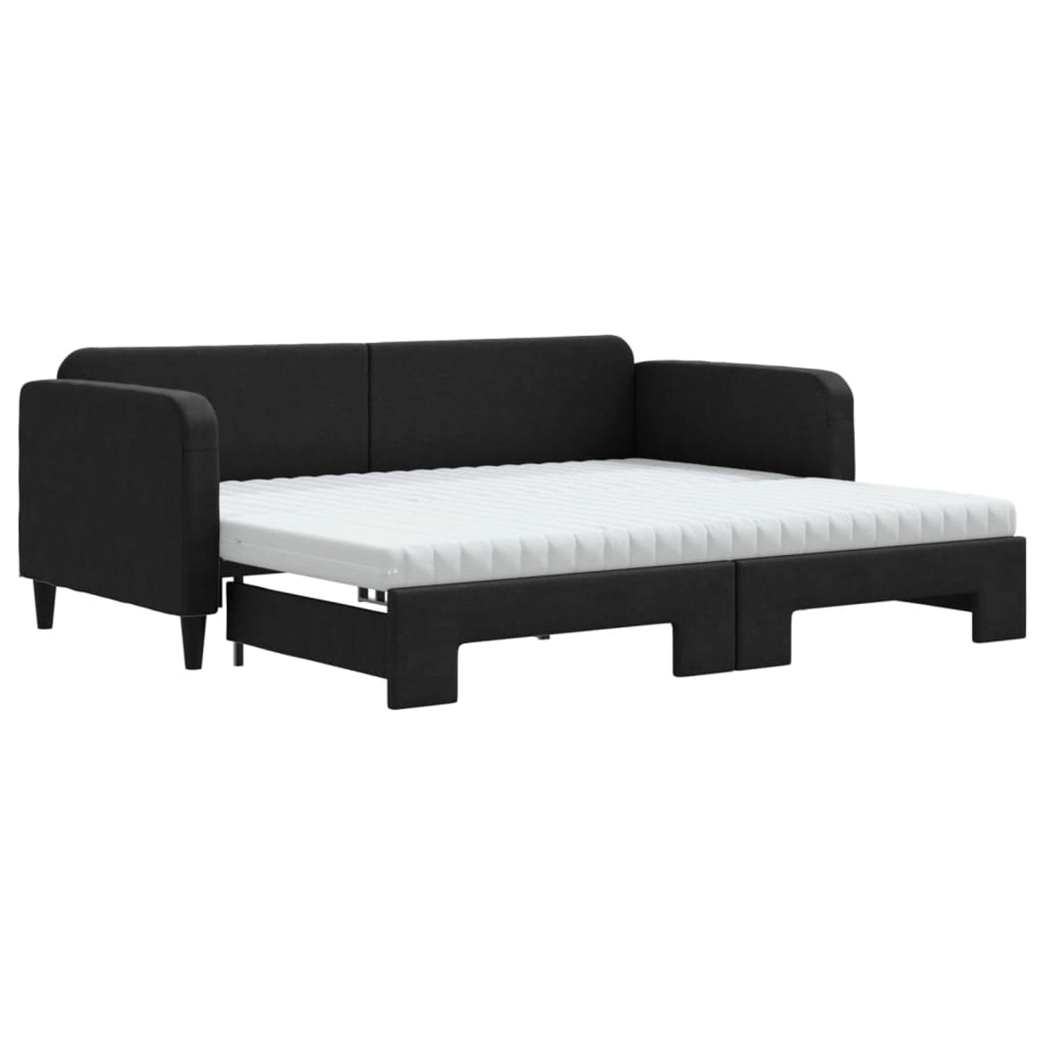 vidaXL Tagesbett Ausziehbar mit Matratzen Schwarz 90x200 cm Stoff1885853