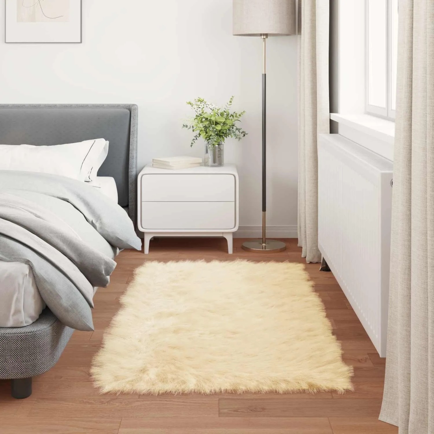 vidaXL Kunstschaffell Teppich Tafalla Creme 80 x 150 cm Polyester 42021500_4