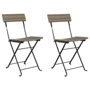 vidaXL Bistrostühle 2 Stk Klappbar Grau Poly Rattan und Stahl 319988