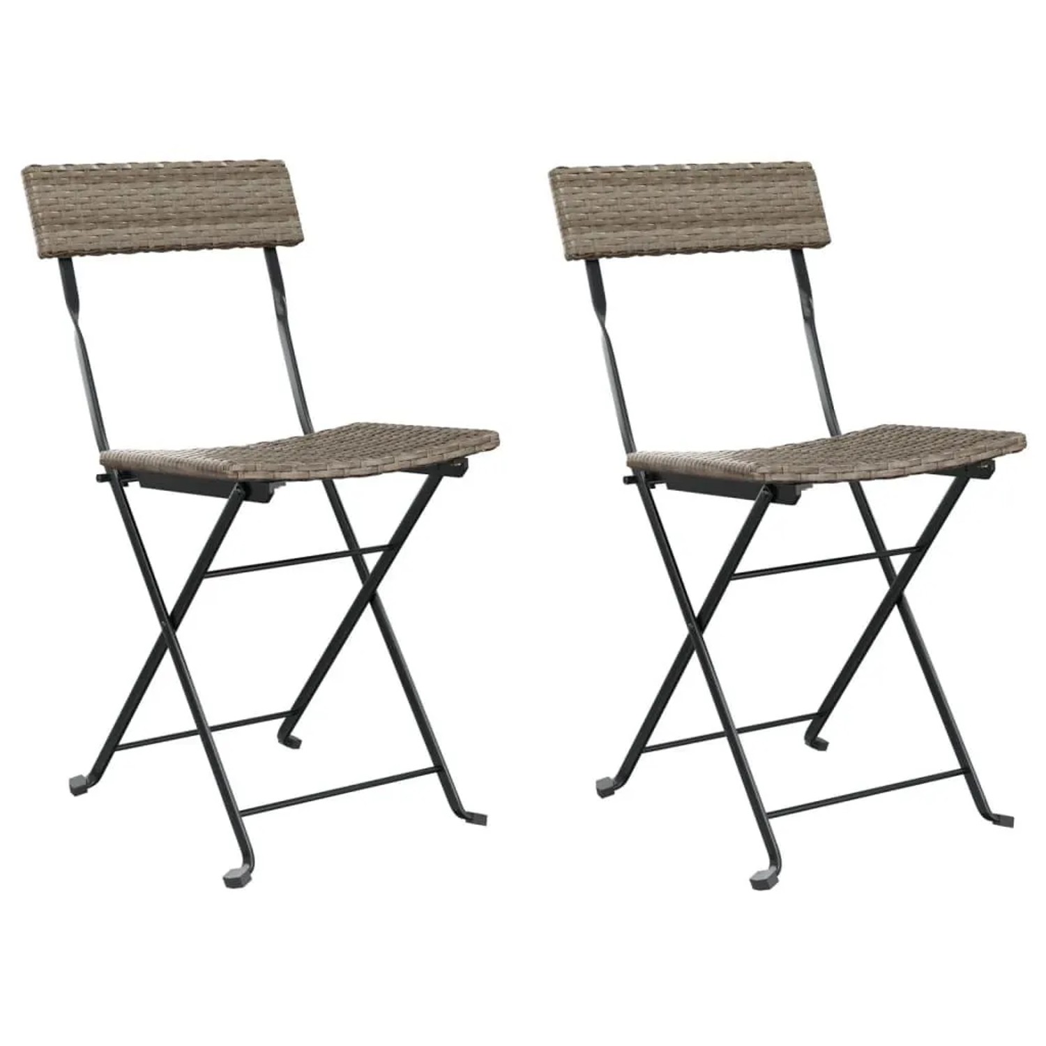 vidaXL Bistrostühle 2 Stk Klappbar Grau Poly Rattan und Stahl 319988
