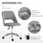Grauer Vinsetto Schreibtischstuhl aus Samt, armlos, mit Rollen und verstellbarer Höhe. Modernes Design für Büro.