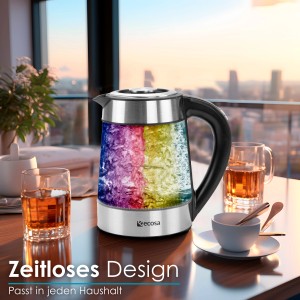 Ecosa EO-650 Wasserkocher mit Teefilter, Temperatureinstellung und LED-Beleuchtung.