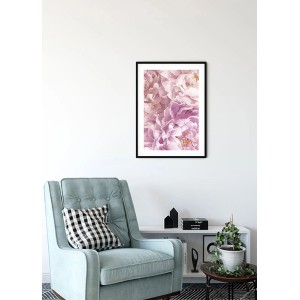 Komar Wandbild Soave (30x40 cm) mit rosa Blütenmotiv im schwarzen Rahmen.