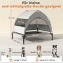 PawHut erhöhtes Hundebett mit grauem Sonnendach, 76x61x70cm, für kleine bis mittelgroße Hunde. Atmungsaktives Design.