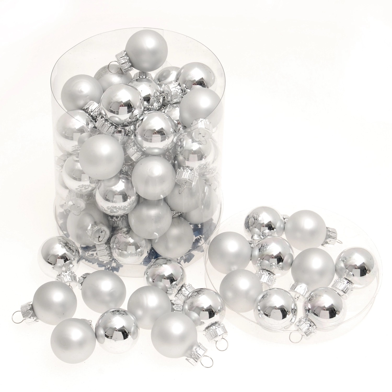 Krebs Glas Lauscha Weihnachtskugeln Mini Silberfarbig 3cm