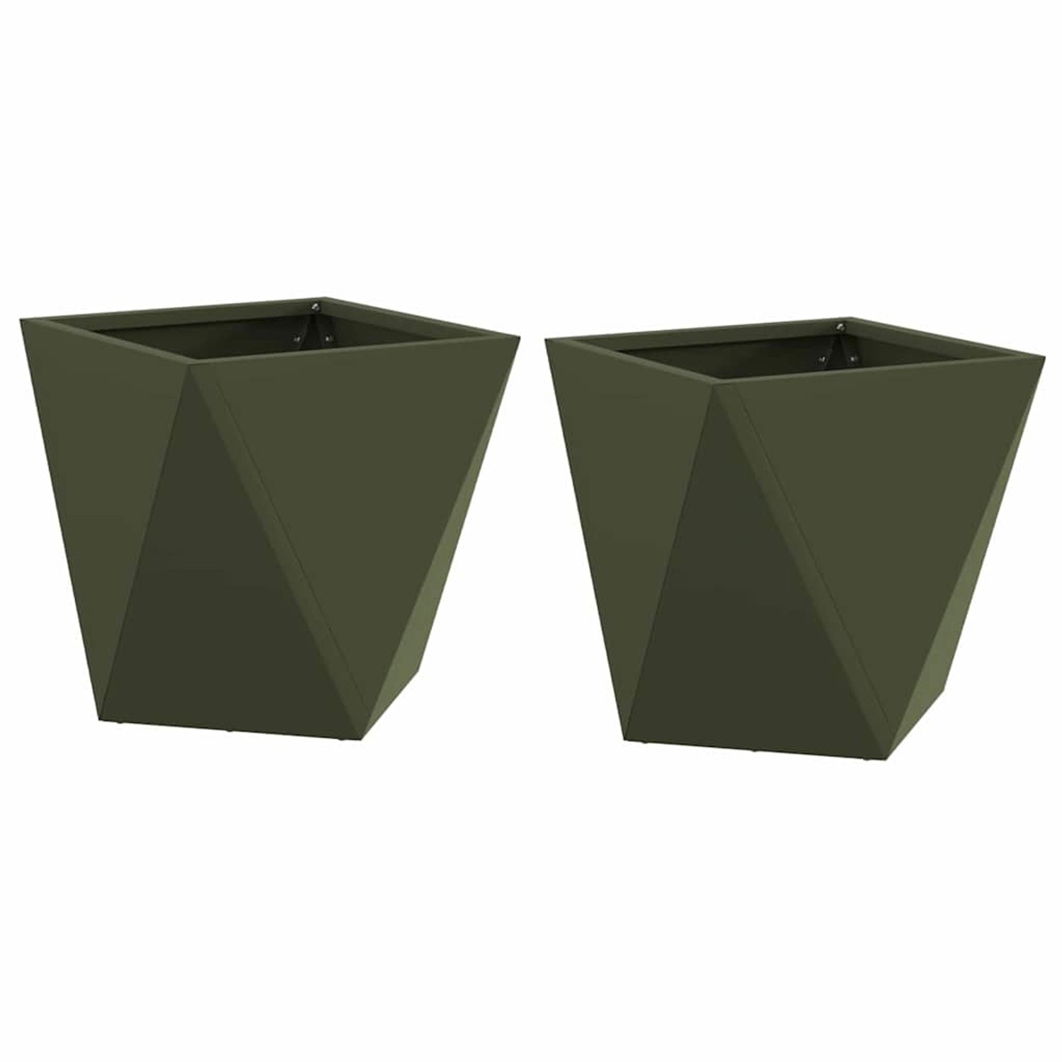 vidaXL Pflanzkübel 2 Stk Olive Grün 30 x 30 x 30 cm Stahl 883815 günstig online kaufen