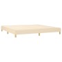 Cremefarbenes vidaXL Boxspringbett 200x200 cm mit Stoffbezug und Holzfüßen.