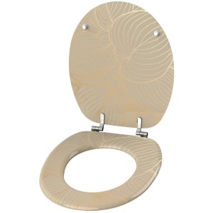 SANILO WC-Sitz Hosta aus Holz mit Blattmuster, Toilettendeckel für Standard WC