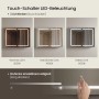 EUGAD Spiegelschrank mit LED-Beleuchtung, Touch-Schalter, 3 Lichtfarben (warm, natürlich, kalt) & dimmbarer Helligkeit.