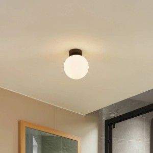 Schwarze Lucande Deckenlampe Bidolo, spritzwassergeschützt, für Badezimmer.